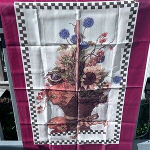 Floral Basket Outdoor Flag - 28x39 Burgundy and Multicolor
